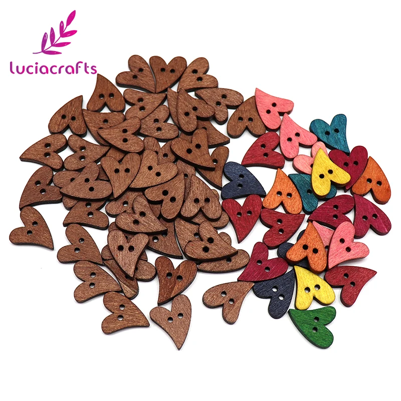 Lucia crafts 12 шт./лот 20 мм Сердце Форма деревянные пуговицы с 2 отверстиями швейные изделия ручной работы Скрапбукинг для одежды аксессуары E0311