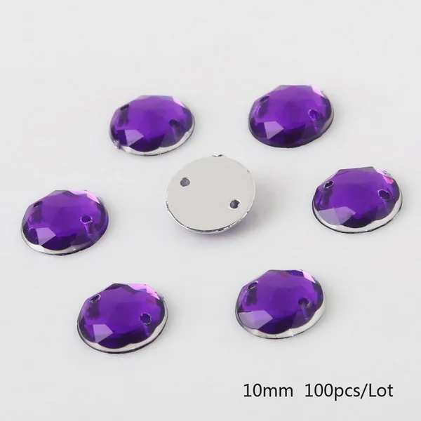 Purple Круглые/квадратные/в форме конского глаза Хрустальные акриловые бусины с плоской задней стороной две бусины с отверстиями для самостоятельного изготовления ювелирных изделий Аксессуары для рукоделия - Цвет: Purple