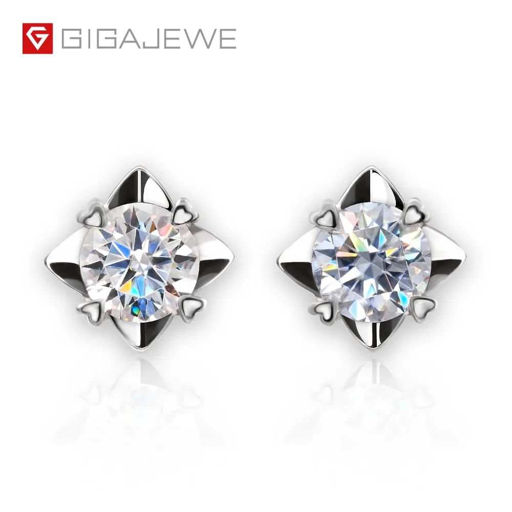 Серьги GIGAJEWE VVS1 с муассанитом желтые/зеленые/F круглые ювелирные украшения из