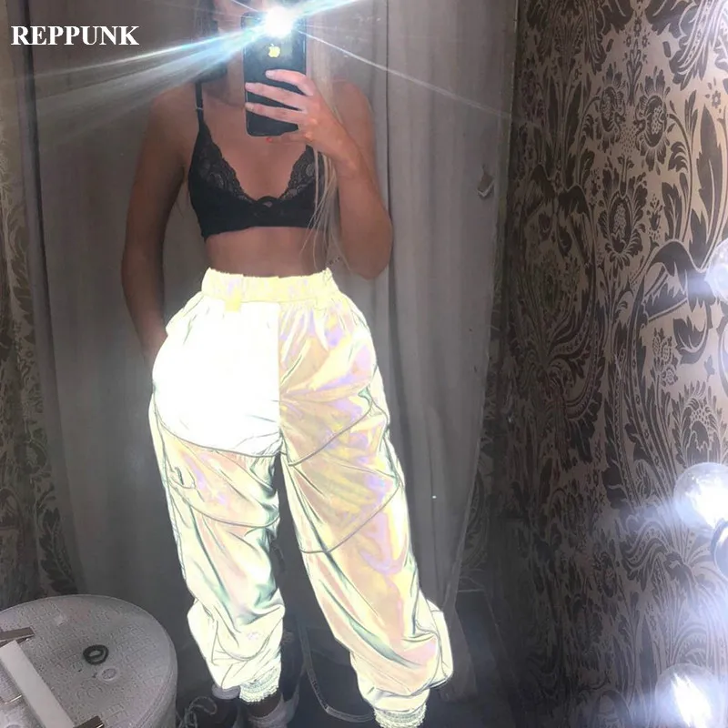 Женские брюки REPPUNK повседневные со светоотражающими вставками 3 м весна 2019|Брюки|
