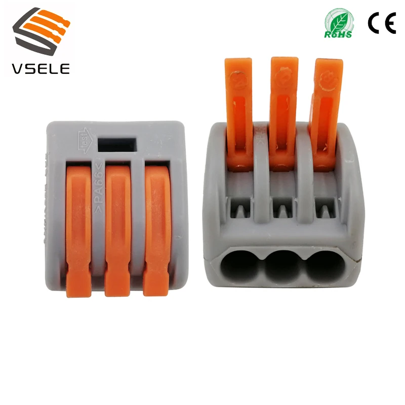 VSELE 30 шт./лот VSE-413-A провода разъемы 3p Тип штекера пружинный зажим мини 222-413