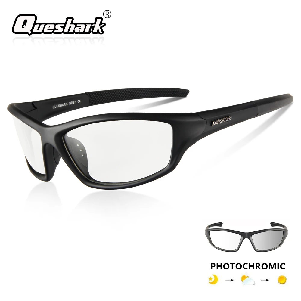 QUESHARK фотохромные велосипедные очки Открытый HD Uv400 вождения очки спортивные MTB велосипед солнцезащитные очки для велосипедистов