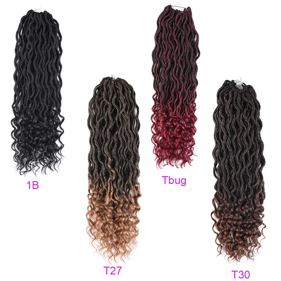 TOMO Synthetic Bohemian Faux Locs Curly Crochet Braid 20inch 24 Strands Ombre Braiding Extensions Crochet Hair for Black Women