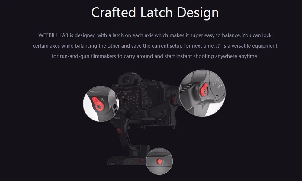 Zhiyun Weebill лаборатории 3-осевой Ручной Стабилизатор для sony A9 a6300 Panasonic беззеркальных камер, Zhiyun WEEBILL портативный монопод с шарнирным замком