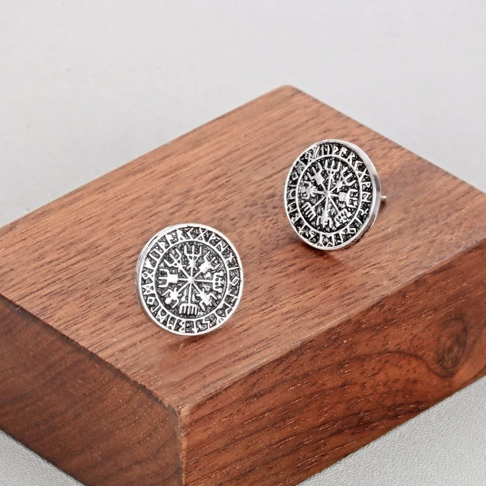 Серьги с компасом и рунами Vegvisir женские винтажные подвески Скандинавская