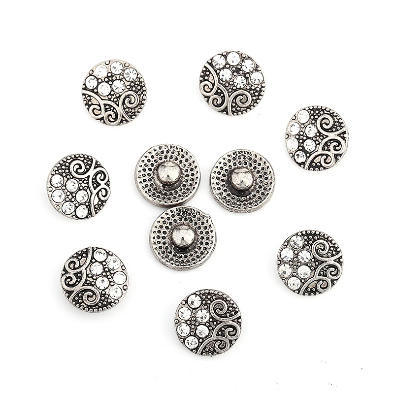 6 шт./лот резные оснастку Кнопки металлическими стразами камень изделия Fit 12 мм DIY
