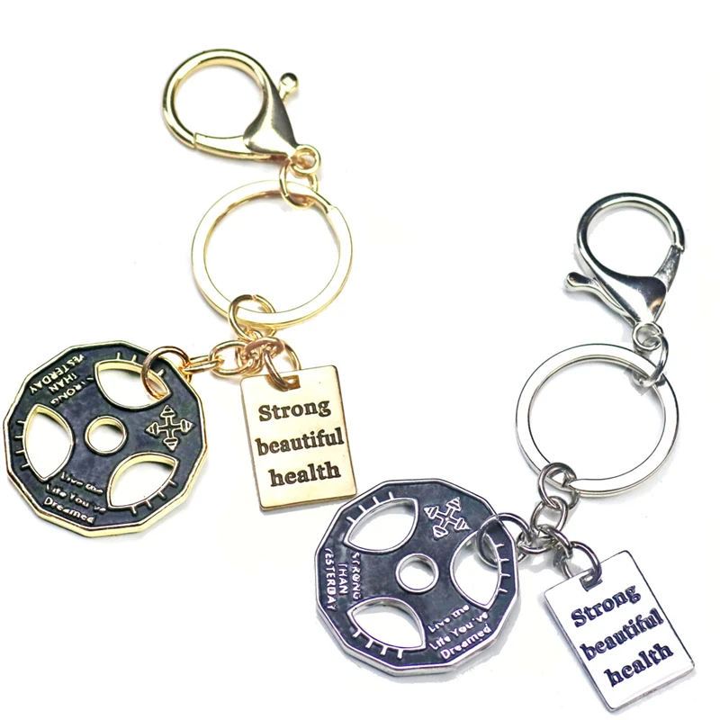 Тренажерный зал фитнес Нержавеющая сталь Брелки монограмма гравировка кулон