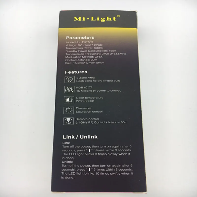 Mi.Light 2 4G 8-Zone 16 миллионов цветов RGB CCT светодиодный беспроводной пульт