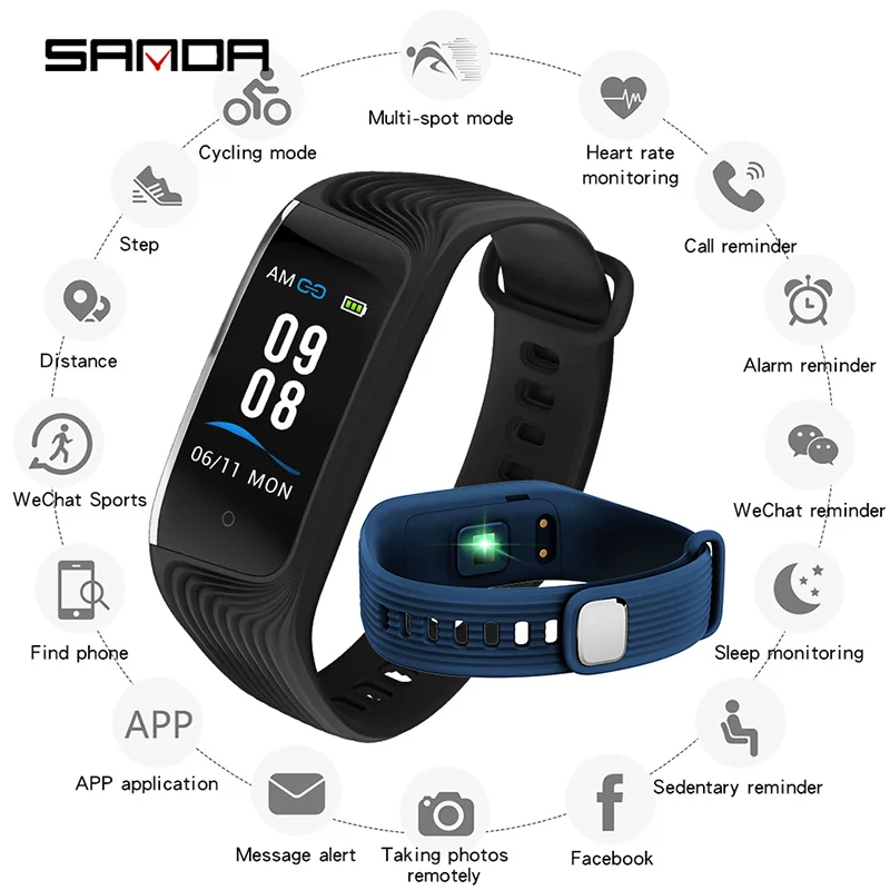 

Смарт-часы SANDA унисекс, Bluetooth, пульсометр, тонометр, фитнес-браслет