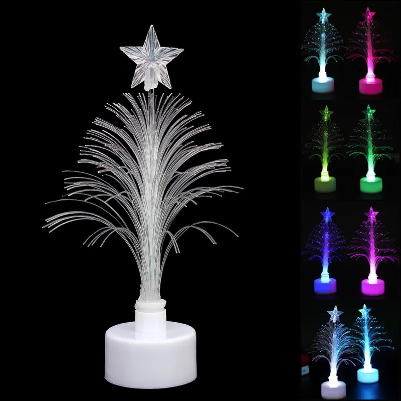 CARRYWON красочные Fibra Ottica светодиодный ночник Lampada Della Luce Decorazione Mini Albero Di Natale