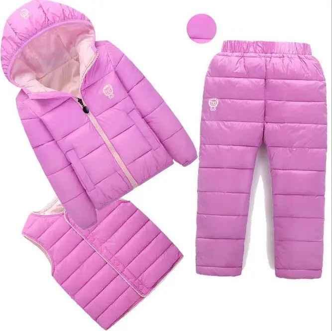 Winter Warm Children Boys Girl's Clothing Sets Girl Ski Suits Children's Outdoor Clothes Down Coats Jackets+Vest+Trousers 3pcs |