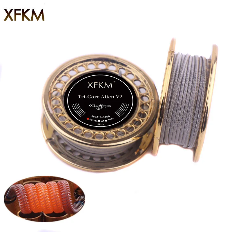 Нагревательный элемент XFKM Alien V2 многожильный нагревательный A1 NI80 SS316 10/15 футов RDA
