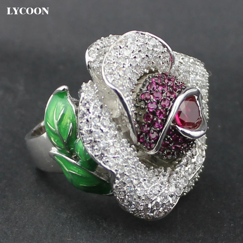 LYCOON 2017 новейшее роскошное кольцо с красным Цирконом для женщин обручальное