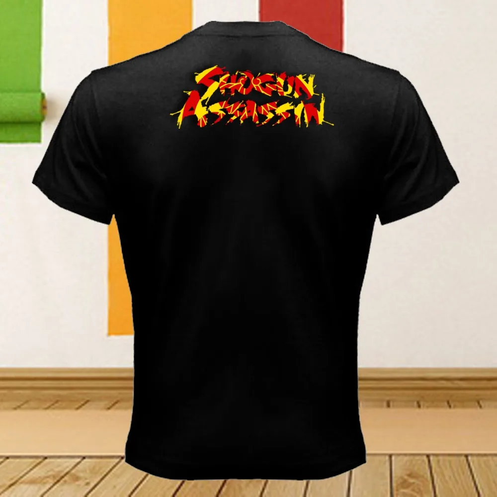 Мужская черная футболка в стиле ретро с логотипом Assassin Shogun черно белая масках двойной стороной 2019|Мужские