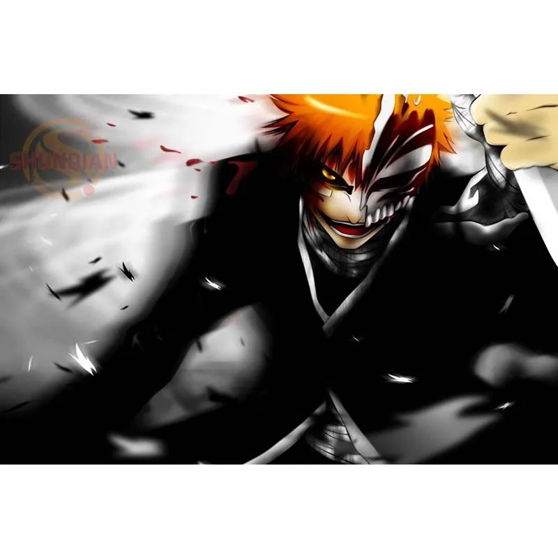 P0292 полая Ichigo аниме отбеливатель плакат на заказ холст плакат искусство отделочная ткань для дома ткань стены плакат печать шелковая ткань - Цвет: Черный