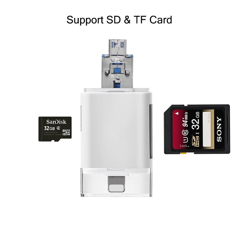 Все в 1 SD TF кардридер iOS Micro USB 2 0 Android совместимый адаптер для iPhone Samsung iPad аксессуары
