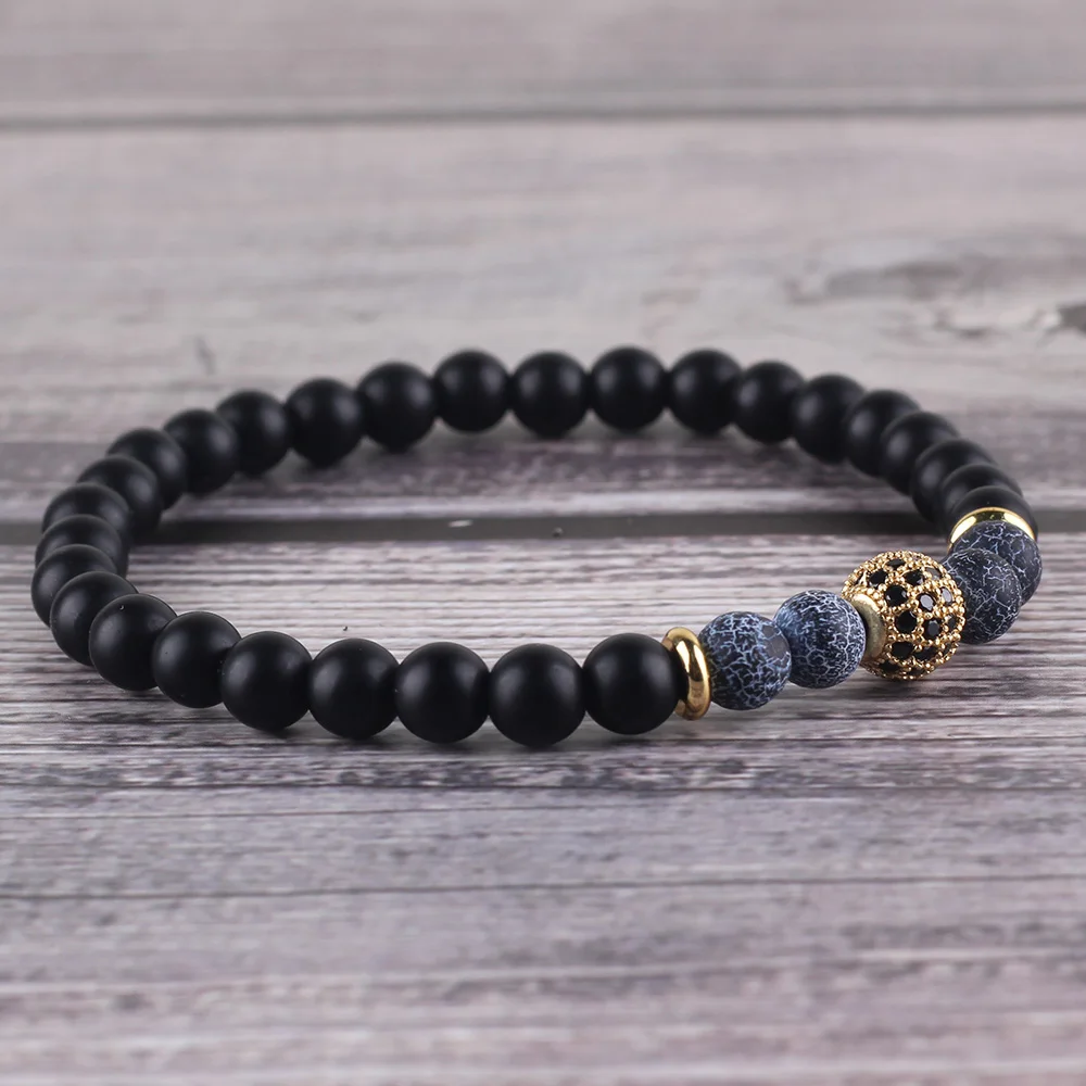 Браслет с бусинами из натурального камня 2 шт./компл. микро закрепка фианита