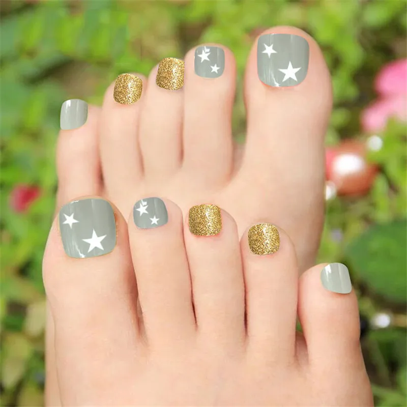 24 шт. накладные ногти для ногтей с принтом звезд|press on nails|press ondesign false nails |