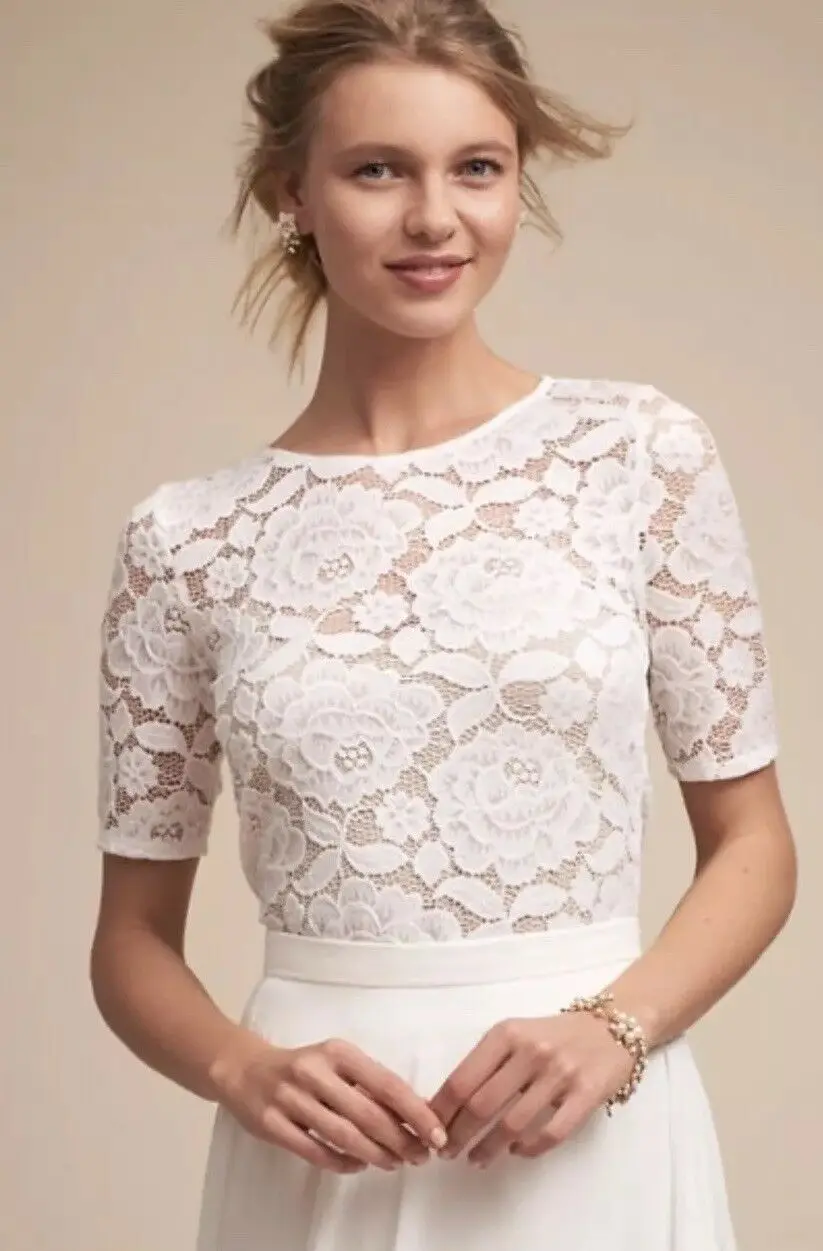BHLDN белый кружевной топ Размер XL-Свадебный Топпер