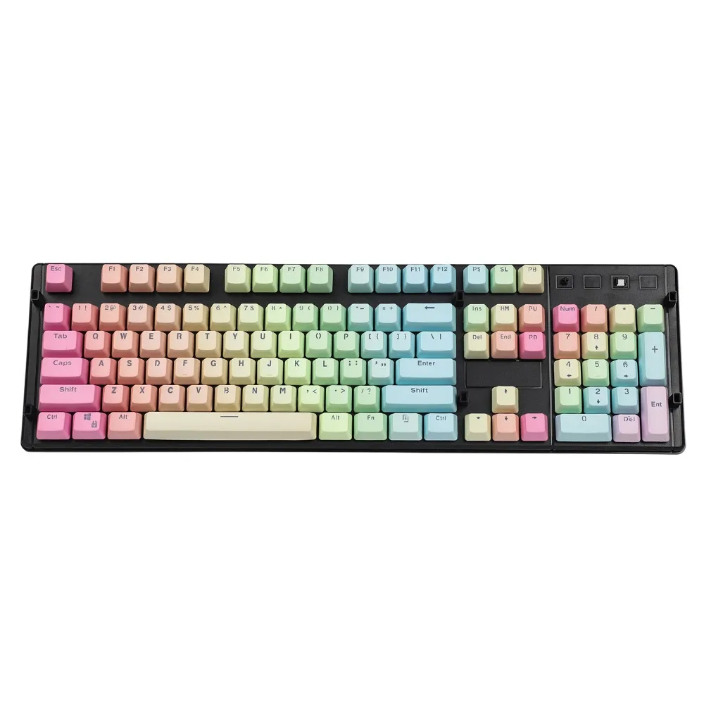 YMDK Double Shot 104 окрашенный PBT Shine Through OEM профиль Набор радужных клавиш подходит для Cherry MX переключателей