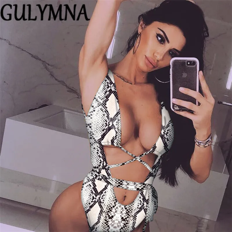 Женский купальник в горошек GULYMNA бандажный купальный костюм Цельный сексуальный