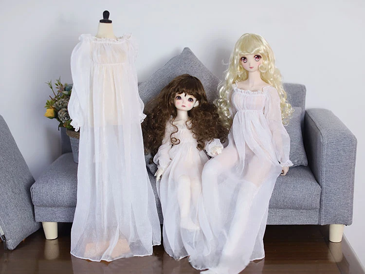 Детская игрушка ручной работы, аксессуары для кукол 1/3 1/4 BJD/SD, Одежда для кукол, белое Ночное платье для девочки, 1 шт.