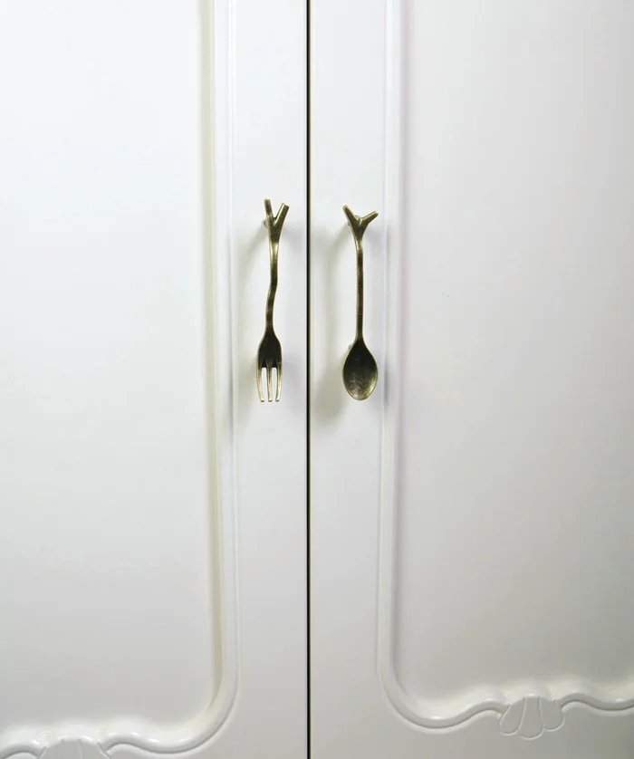 6 шт./лот винтажный Бронзовый нож/ложка/вилка кухонный шкаф шкафчик дверь ящик