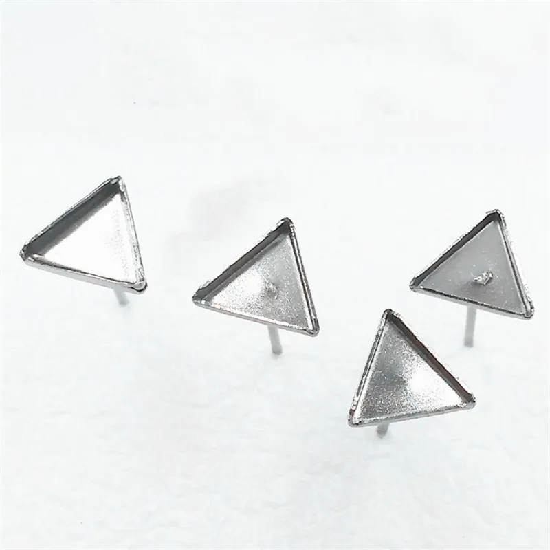 

100PCS/lot Wholesale Stainless Steel Trangle Earrings Cabochon for Jewelry DIY Making Accessories Earrings Setting Findings