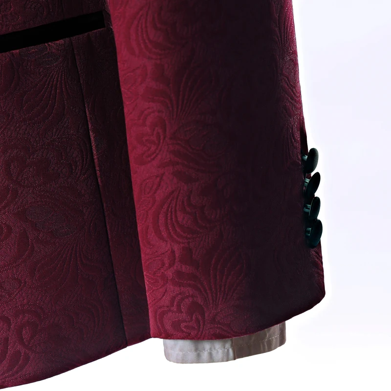 

Latest Design One Button Burgundy Shawl Collar Men Prom Party Dress Business Suits (Jacket+Trousers+BowTie)