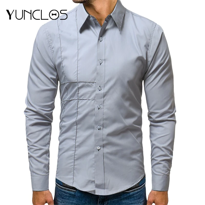 YUNCLOS новые мужские блузки деловые повседневные рубашки модная брендовая одежда