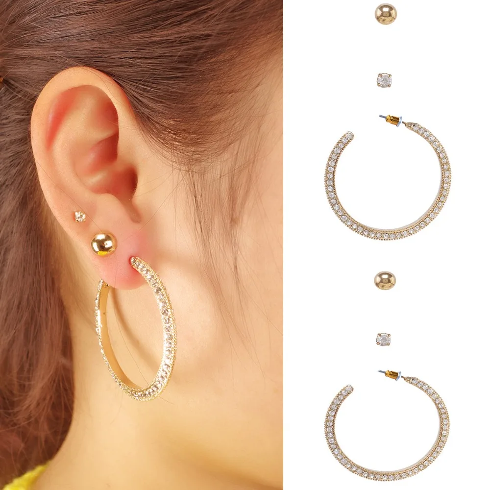 Элегантные серьги золотого цвета комплект одежды 3 элемента pair/sets круг с