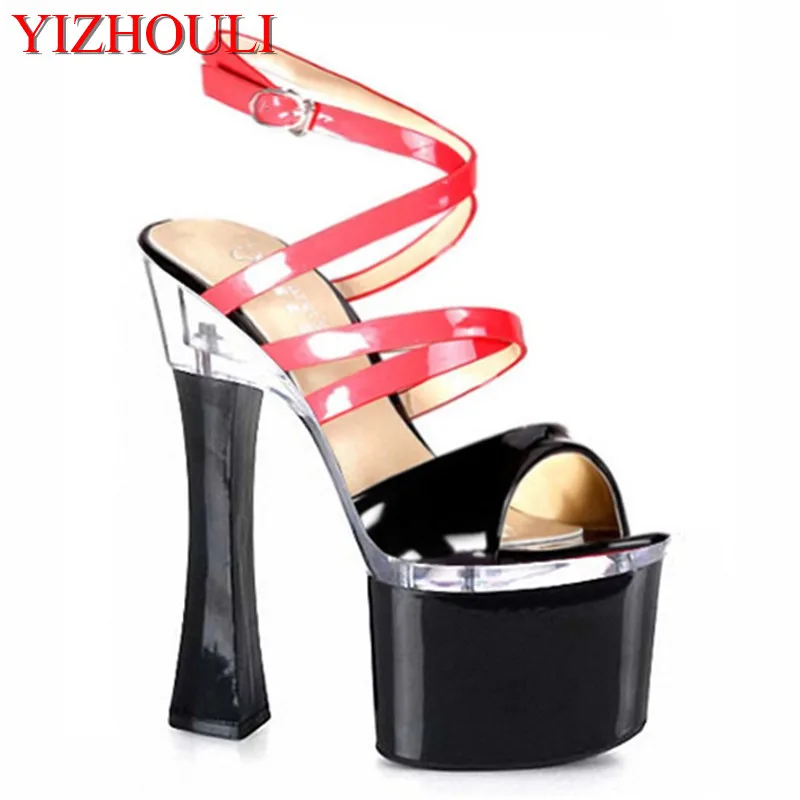 Selling 18 cm sexy high-heeled shoes sandals, women's banquet stage show shoes, model pole dance performance, dance shoes