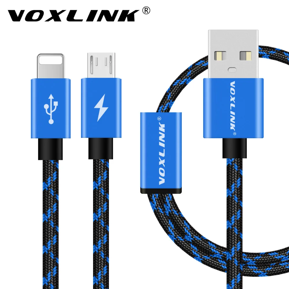VOXLINK 2 в 1 USB кабель Micro 8Pin usb кабель для зарядки и передачи данных для iPhone x 8 8plus 6 6s samsung htc huawei Xiaomi USB TypeC кабель