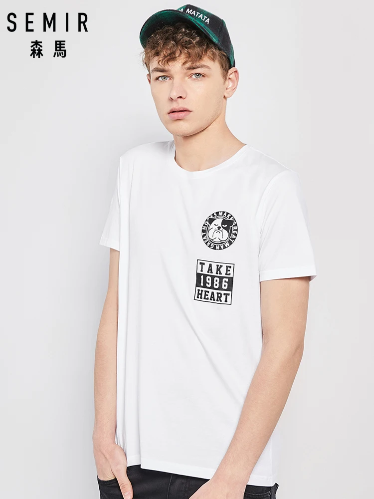 SEMIR Мужская футболка с коротким рукавом модная повседневная мужская круглым
