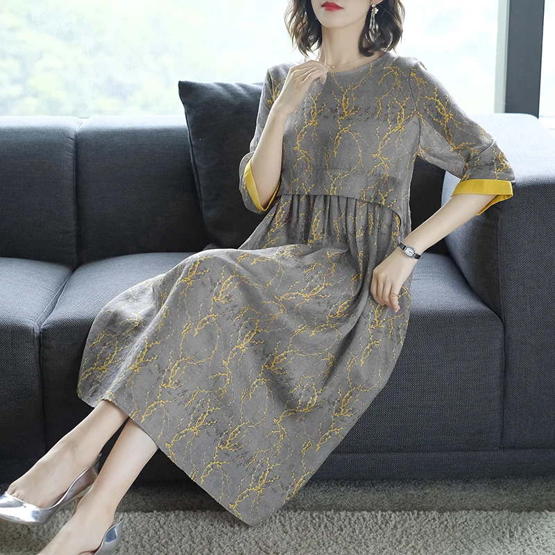 Женское длинное платье с цветочным принтом Boho Пляжное коротким рукавом вечернее