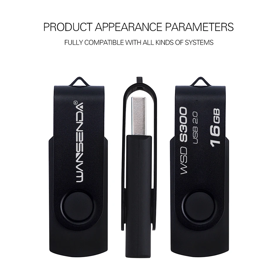 

New Wansenda USB Flash Drive Swivel External Pen drive 256GB Memory Stick 128GB Pendrive 64GB 32GB 16GB 8GB 4GB Cle USB 2.0