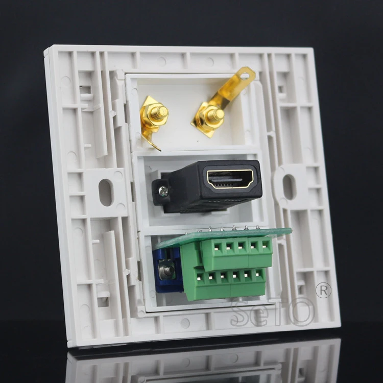SeTo 86 Тип VGA и HDMI &amp Surround домашний кинотеатр настенная панель динамика розетка Keystone