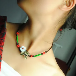 DIY этнические ювелирные изделия винтажное ожерелье медный лист подпись Женское
