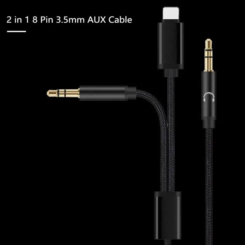 2 в 1 8 Pin адаптер 3 5 мм разветвитель AUX кабель м Jack конвертер для iPhone 7/7 Plus/8/X iPod |