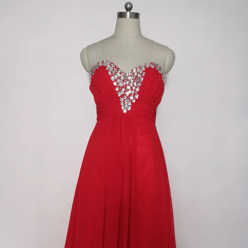 Дешевые красные шифоновые вечерние платья JIERUIZE Длинные с кристаллами и