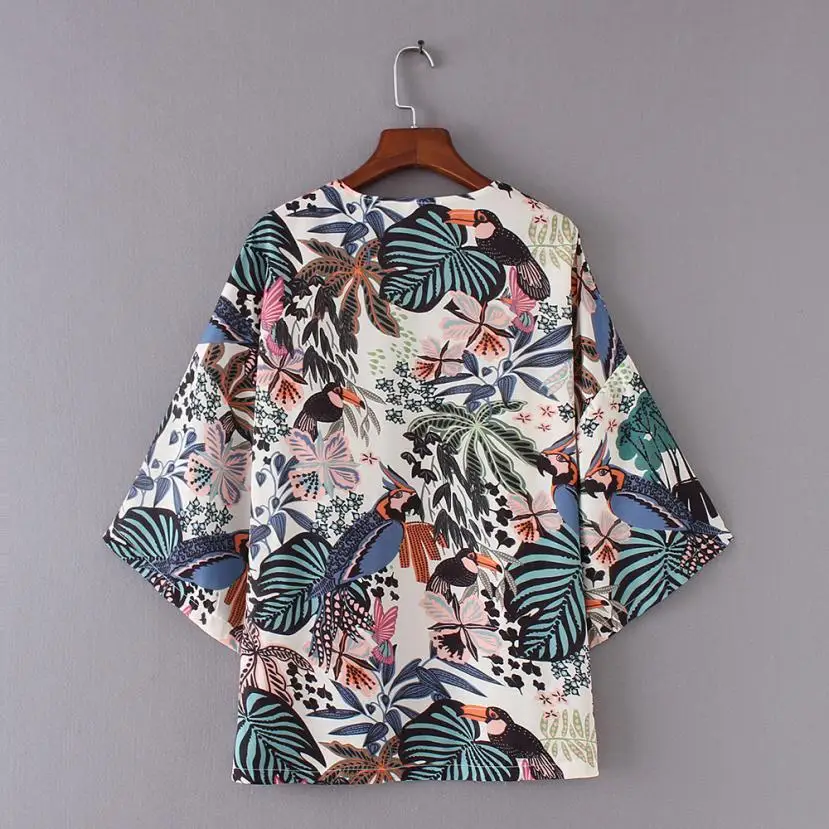 2019 Plus Size S-2XL Summer Sunproof Chiffon kimono Cardigan Fashion Women Floral Beach Camisa Mujer |