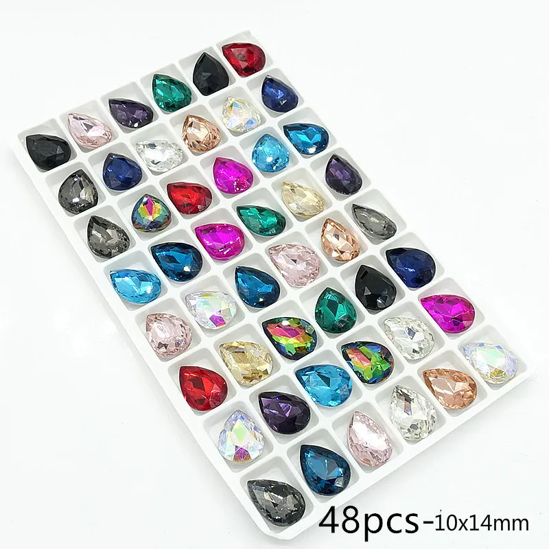 Смешанные цвета стеклянный кристалл в форме слезы Drop Стразы Loose Beads 7x10 мм 10x14 13x18