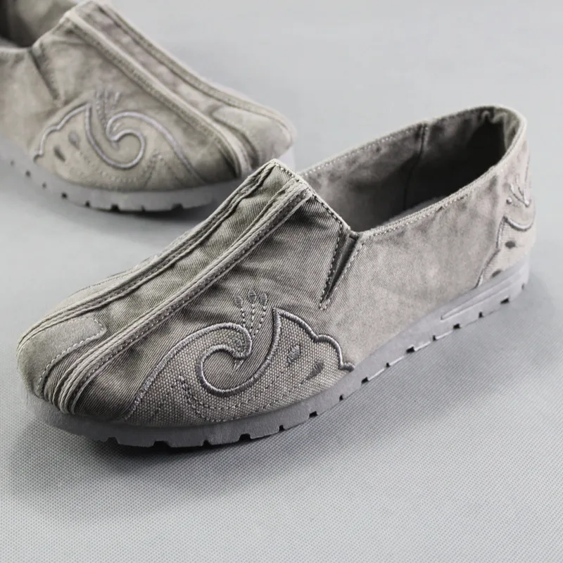 Man Casual Shoes Slip On Loafers Soft Canvas Comfortable Men Spring Summer Vintage Embroidered Ethnic Shoe Moccasins | Обувь