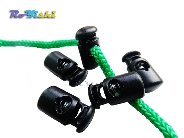 

50pcs Black Plastic Barrel Spring Cord Locks Stoppers Toggles 20.5mm*10mm