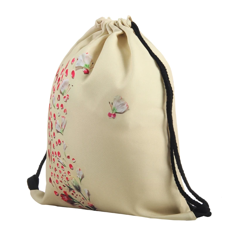 Новый Модный женский рюкзак с лепестками на шнурке 3D принтом дорожная мягкая