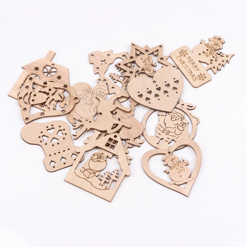 Wooden Christmas Series Pattern Scrapbooking Art Collection Craft for Handmade Sewing Home Decoration 60-90mm 5pcs MZ174 | Дом и сад