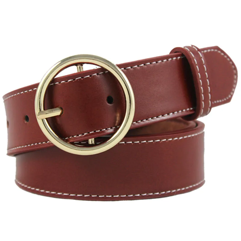 Женский ремень с круглой пряжкой металлической | Аксессуары для одежды