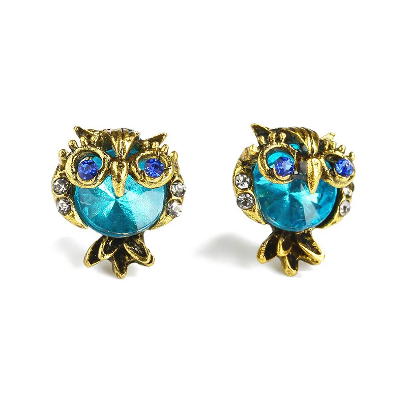 Женские серьги гвоздики в виде совы с кристаллами|owl stud earrings|stud earringsstud earrings for women |