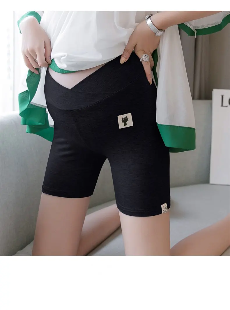 Black low waist Одежда из модифицированного вискозного волокна шорты для кота для беременных высокая и низкая талия забота живот защитные брюки мама стрейч дышащие леггинсы одежда - Цвет: Black low waist