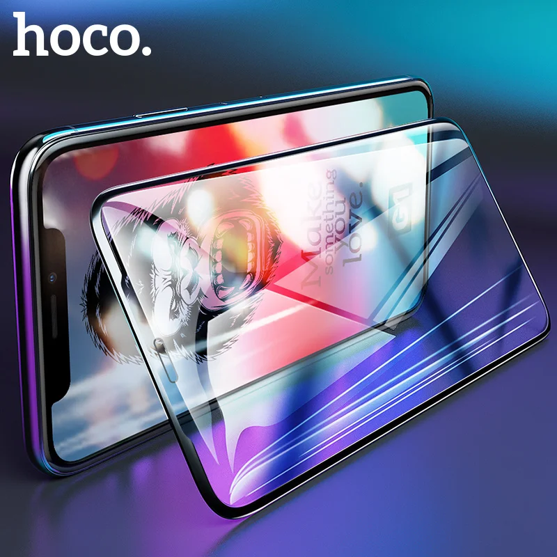 HOCO для Apple iPhone X XS Max XR Full HD закаленное защитная стеклянная пленка для экрана Защитная крышка защита экрана+ инструмент для установки
